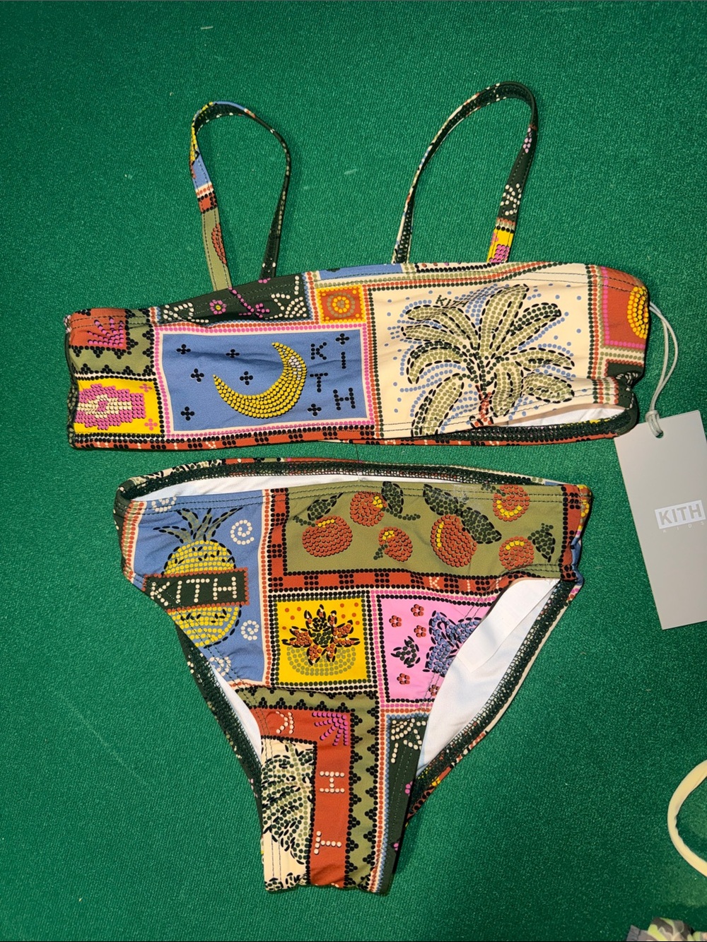 Kith girls Patchwork Print Bikini Set in Blue, Green, Pink, Yellow & Orange